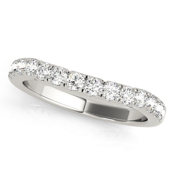 10K White Gold Round Diamond Pavé Half Eternity Band with Shared Prong Setting