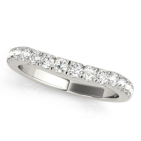 White gold Round Diamond Pavé Half Eternity Band with Shared Prong Setting