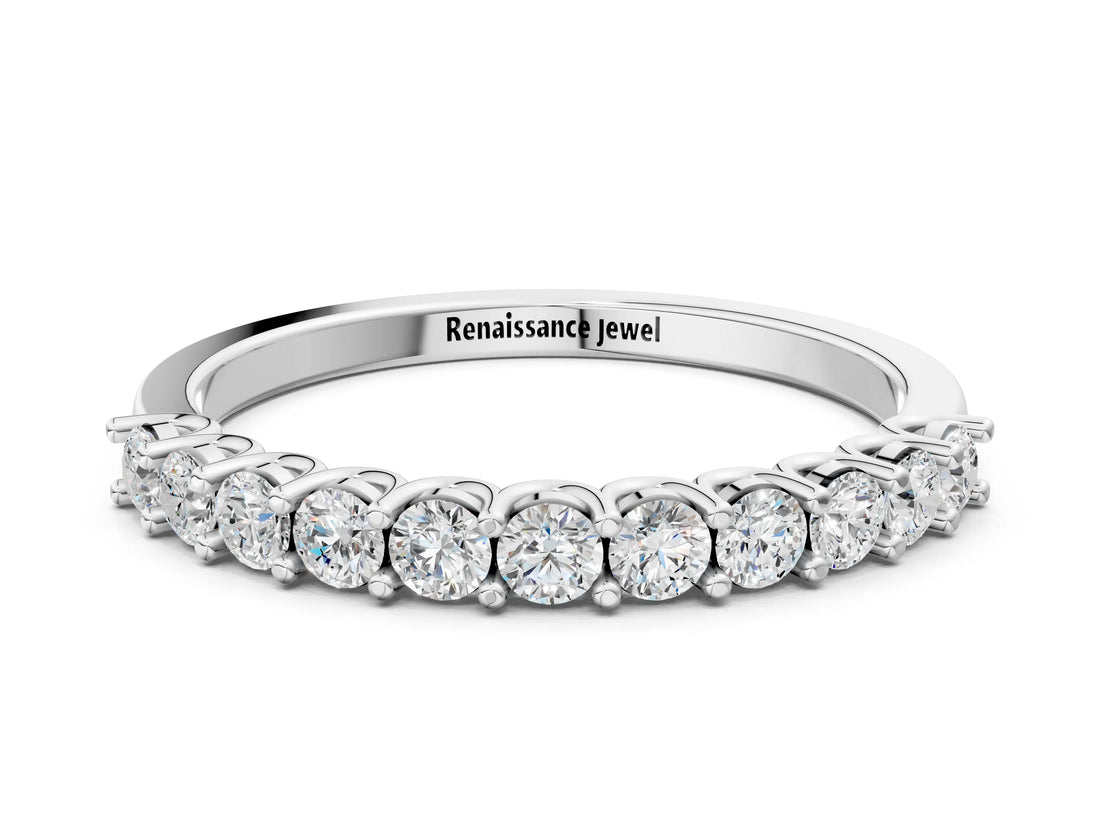 White gold Round Diamond Pavé Half-Eternity Band_12