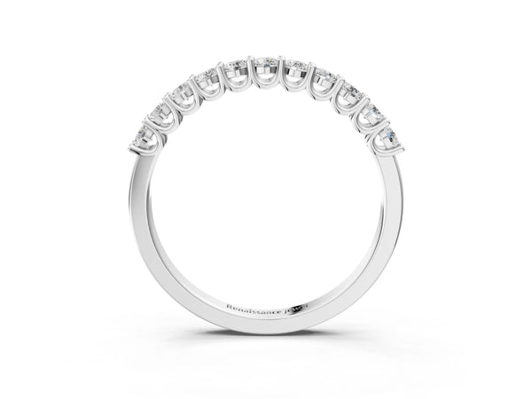 Platinum Round Diamond Pavé Half-Eternity Band