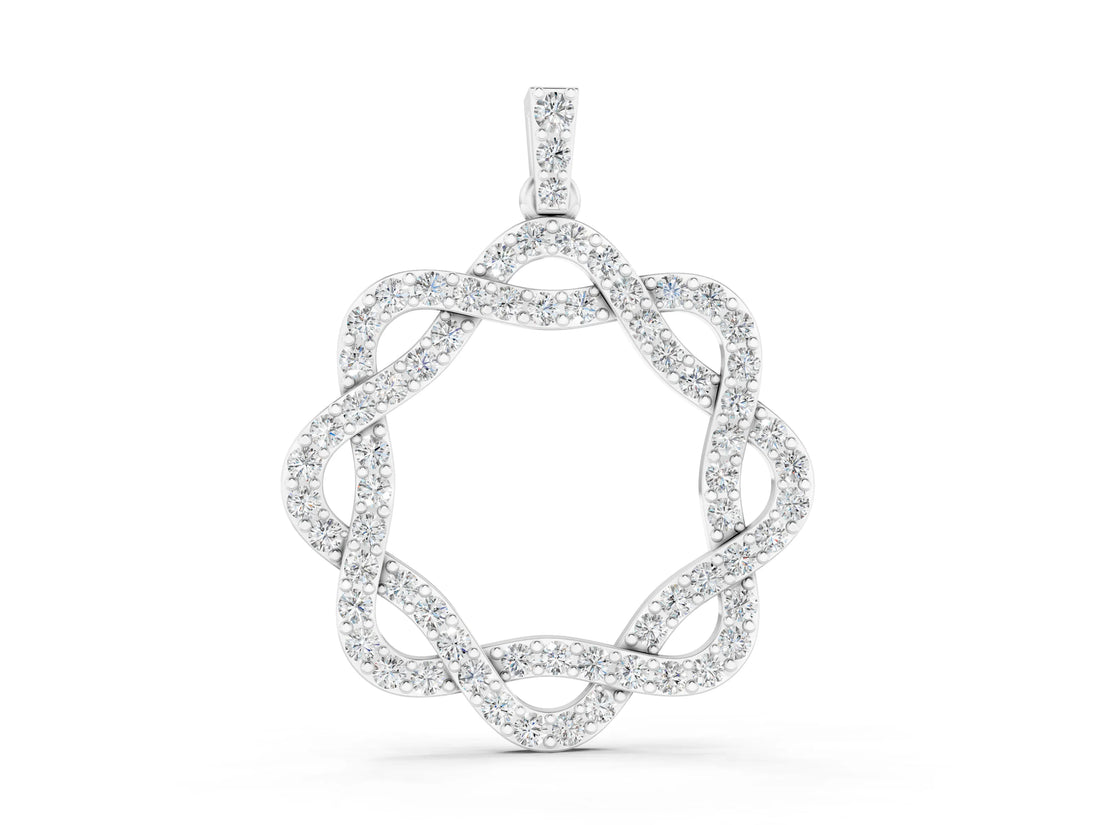 White gold Round Diamond Pavé Infinity Pendant with Prong Setting_3