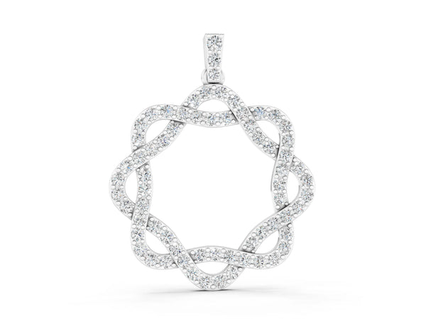 White gold Round Diamond Pavé Infinity Pendant with Prong Setting