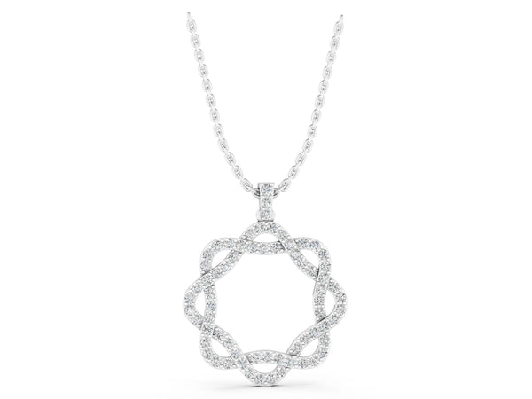 White gold Round Diamond Pavé Infinity Pendant with Prong Setting