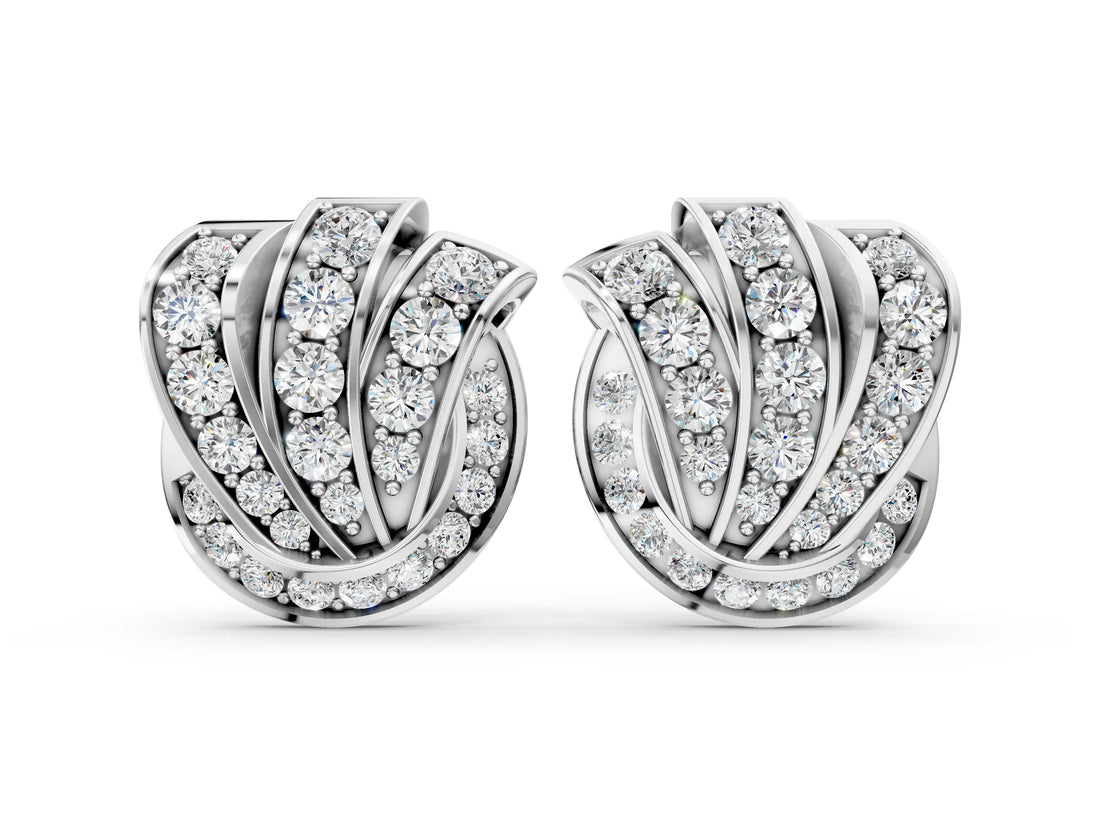 White gold Round Diamond Pavé Knot Stud Earrings