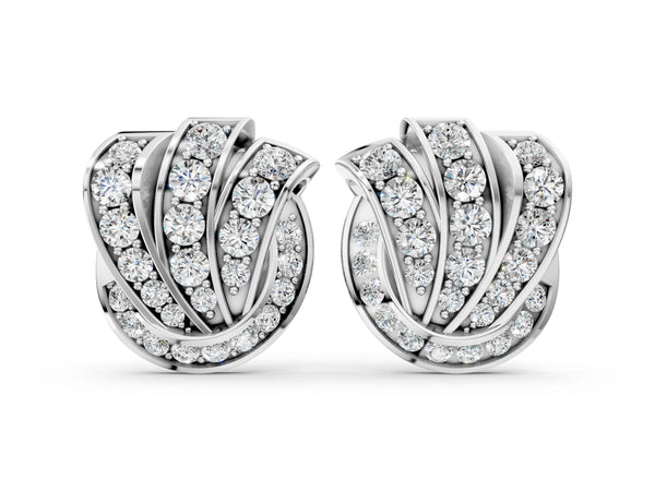 White gold Round Diamond Pavé Knot Stud Earrings