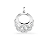 White gold Round Diamond Pavé Leaf Filigree Pendant_6