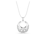 White gold Round Diamond Pavé Leaf Filigree Pendant_9