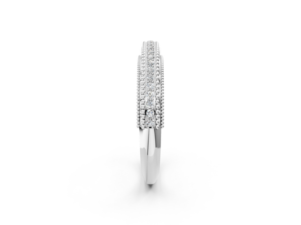 Platinum Round Diamond Pavé Milgrain White Gold Eternity Band