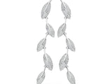 White gold Round Diamond Pavé Olive Branch Drop Earrings