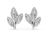 White gold Round Diamond Pavé Olive Branch Stud Earrings