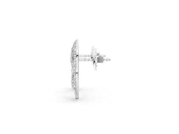 Silver Round Diamond Pavé Olive Branch Stud Earrings