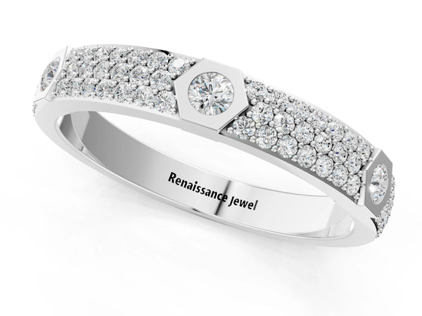 White gold Round Diamond Pavé Promise Ring with Round Diamond Accents
