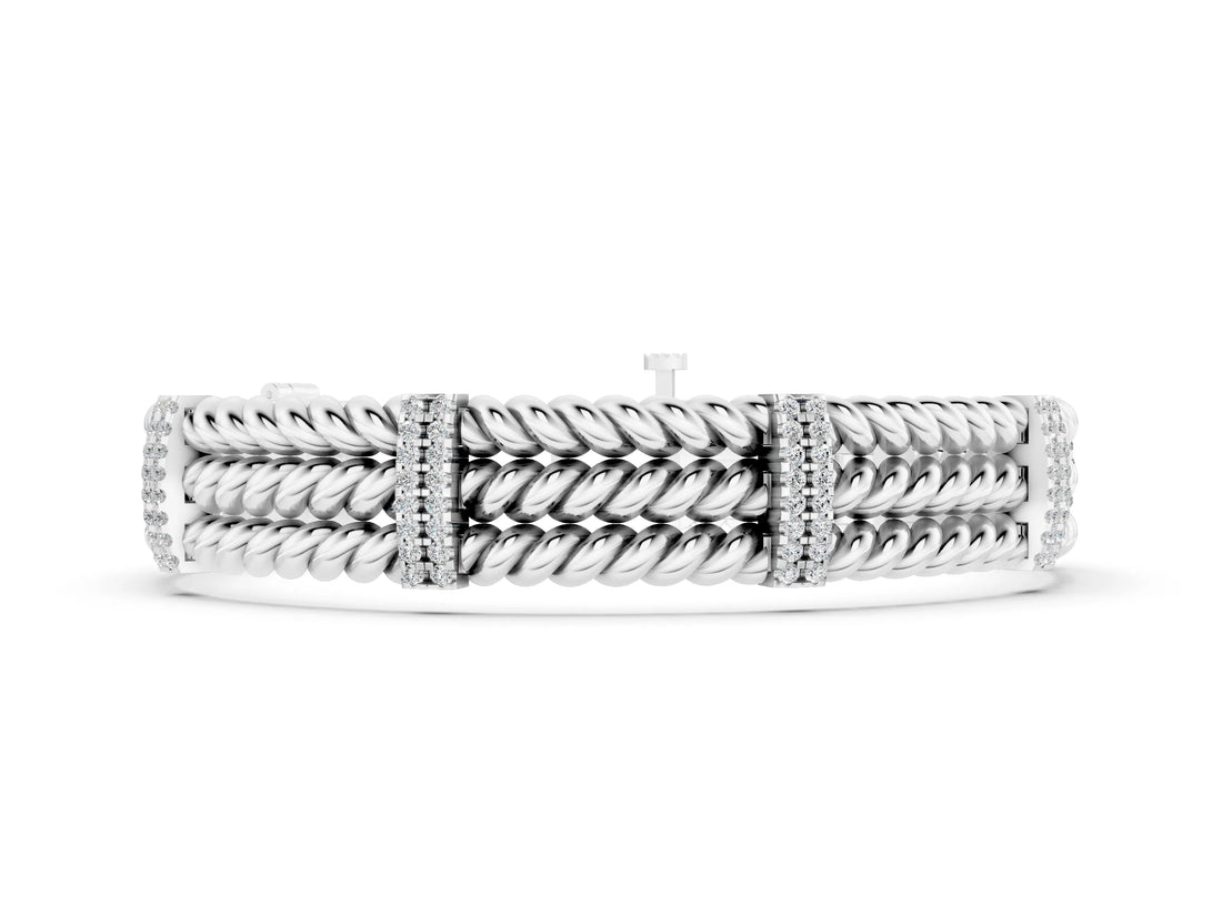 White gold Round Diamond Pavé Rope Bracelet with Box Clasp_2