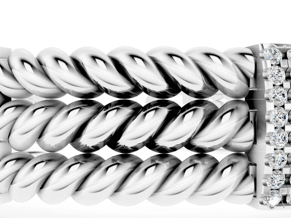 White gold Round Diamond Pavé Rope Bracelet with Box Clasp