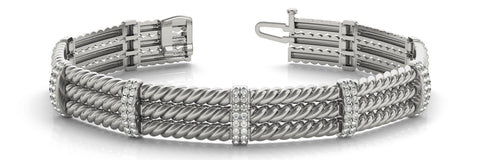 White gold Round Diamond Pavé Rope Bracelet with Box Clasp