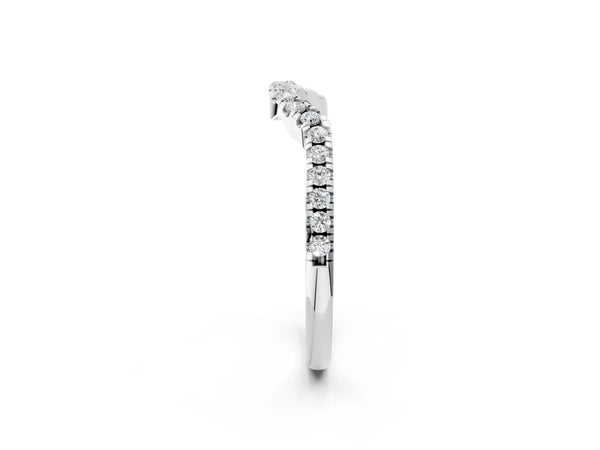 White gold Round Diamond Pavé-Set Contoured Wedding Band