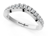 White gold Round Diamond Pavé Set Curved Band with Shared Prong Setting_13