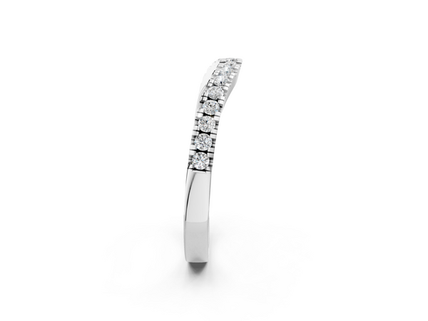 White gold Round Diamond Pavé Curved Band with Shared Prong Setting