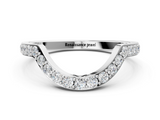 White gold Round Diamond Pavé Set Curved Band with U-Prong Setting_12