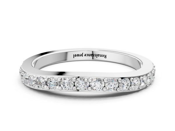 Platinum Round Diamond Pavé Set Curved Eternity Band