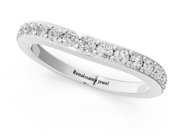 Platinum Round Diamond Pavé Set Curved Eternity Band