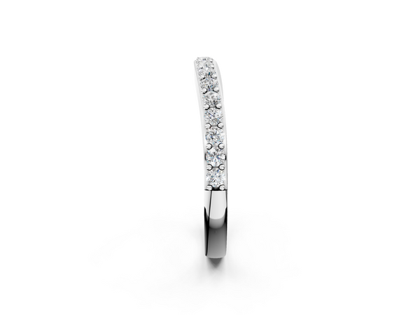 White gold Round Diamond Pavé Set Curved Eternity Band