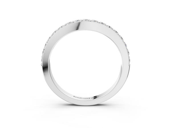 Platinum Round Diamond Pavé Set Curved Eternity Band