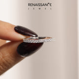 White gold Round Diamond Pavé Set Curved Wedding Band_182