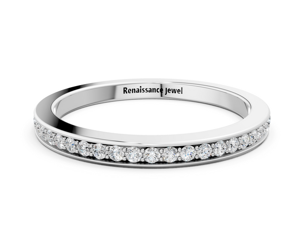 Platinum Round Diamond Pavé Set Eternity Band with Channel Setting