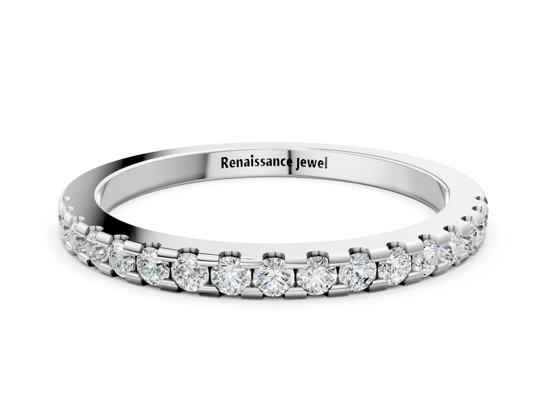 White gold Round Diamond Pavé Set Eternity Band with Micro Prong Setting_73