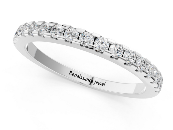 Platinum Round Diamond Pavé Set Eternity Band with Micro Prong Setting