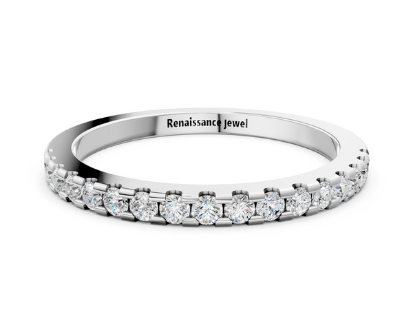 White gold Round Diamond Pavé Set Eternity Band with Micro Prong Setting