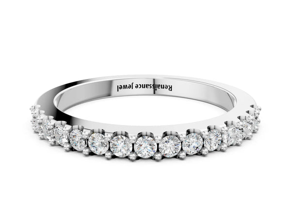 Platinum Round Diamond Pavé Set Half Eternity Band