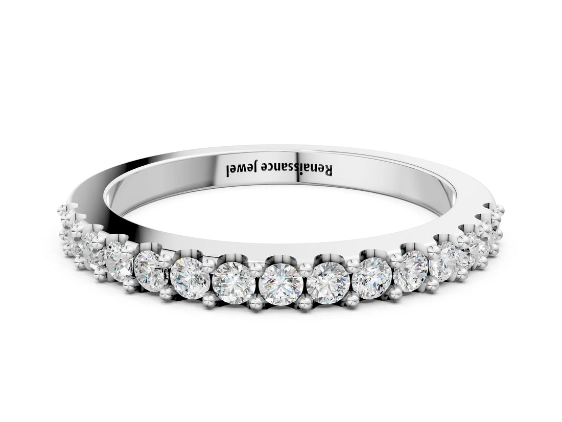 White gold Round Diamond Pavé Set Half Eternity Band_12
