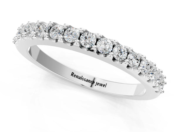 White gold Round Diamond Pavé Set Half Eternity Band