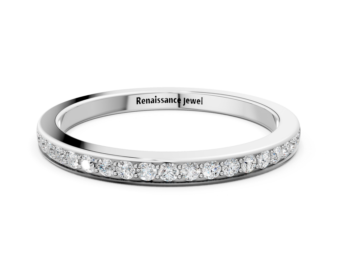 White gold Round Diamond Pavé Set Half-Eternity Band_18