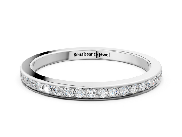 White gold Round Diamond Pavé Set Half-Eternity Band