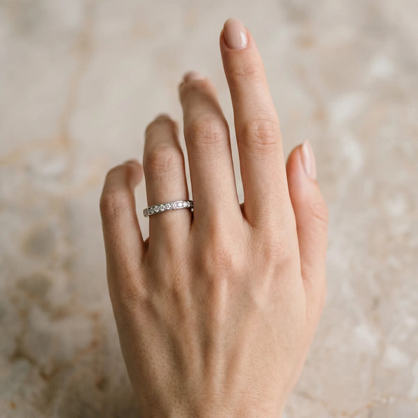 White gold Round Diamond Pavé Set Half-Eternity Band