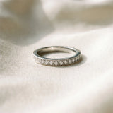 White gold Round Diamond Pavé Set Milgrain Wedding Band_27