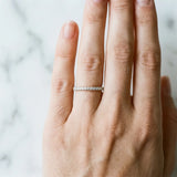Silver Round Diamond Pavé Set Thin Band