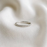 Silver Round Diamond Pavé Set Thin Band