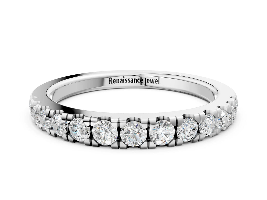 White gold Round Diamond Pavé Set White Gold Eternity Band_6