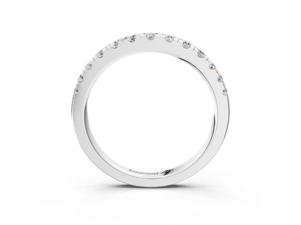 Platinum Round Diamond Pavé Set White Gold Eternity Band
