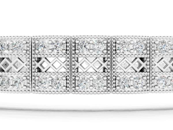 White gold Round Diamond Pavé Tennis Bracelet with Box Clasp