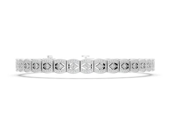 White gold Round Diamond Pavé Tennis Bracelet with Milgrain Detailing