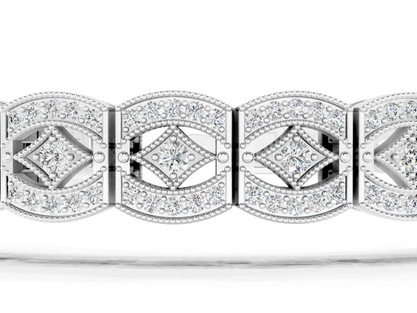 White gold Round Diamond Pavé Tennis Bracelet with Milgrain Detailing