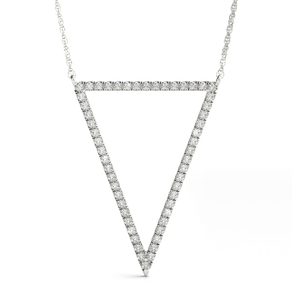 White gold Round Diamond Pavé Triangle Pendant