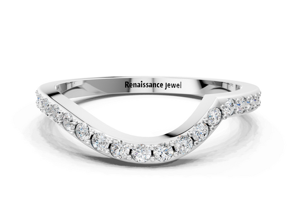 White gold Round Diamond Pavé Twist Band with Shared Prong Setting