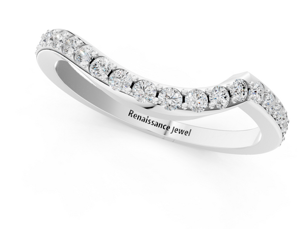 Platinum Round Diamond Pavé Twist Band with Shared Prong Setting