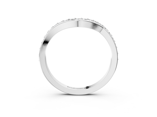 Platinum Round Diamond Pavé Twist Band with Shared Prong Setting